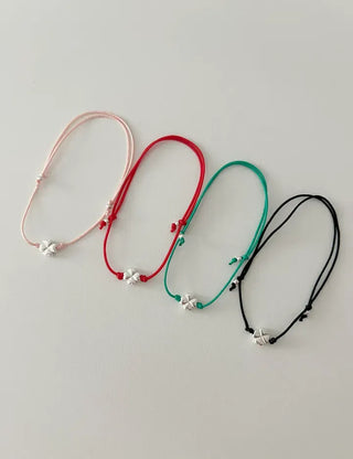 Silver 925 Four-Leaf Clover Bracelet Knot String Bracelet Women's Silver Bracelet