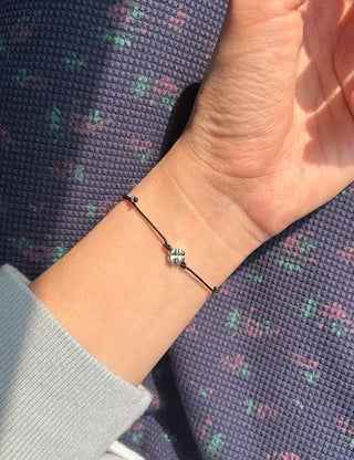 Silver 925 Four-Leaf Clover Bracelet Knot String Bracelet Women's Silver Bracelet