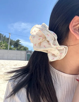 Small floral scrunchie double large size scrunchie