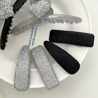 Set of 2 Silver Snap Clips for Summer Daily Side Hair Clips