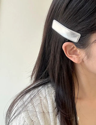 Set of 2 Silver Snap Clips for Summer Daily Side Hair Clips