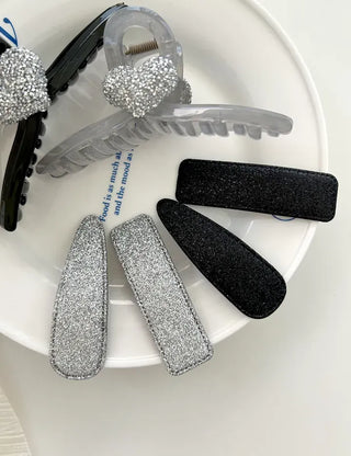 Set of 2 Silver Snap Clips for Summer Daily Side Hair Clips