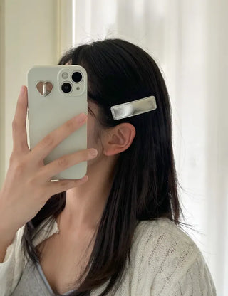 Set of 2 Silver Snap Clips for Summer Daily Side Hair Clips