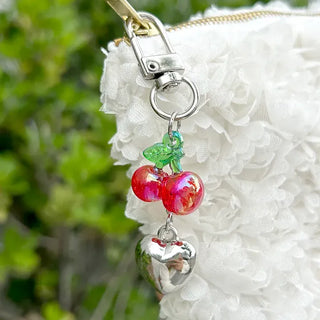 Merry Shop Made Heart Cherry Mini Keyring Phone Strap Key Holder