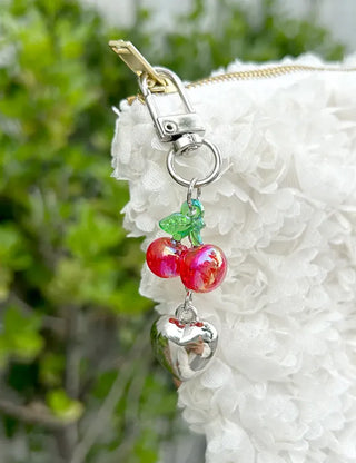 Merry Shop Made Heart Cherry Mini Keyring Phone Strap Key Holder
