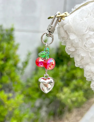 Merry Shop Made Heart Cherry Mini Keyring Phone Strap Key Holder
