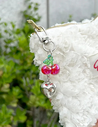 Merry Shop Made Heart Cherry Mini Keyring Phone Strap Key Holder