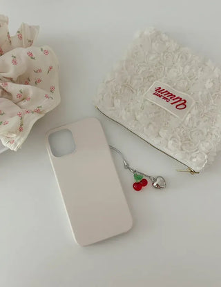 Merry Shop Made Heart Cherry Mini Keyring Phone Strap Key Holder