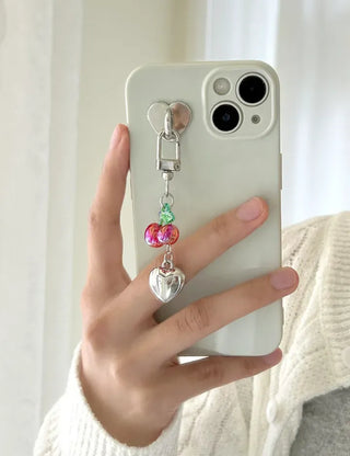 Merry Shop Made Heart Cherry Mini Keyring Phone Strap Key Holder
