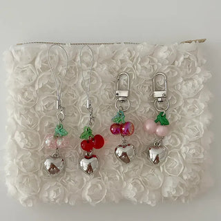 Merry Shop Made Heart Cherry Mini Keyring Phone Strap Key Holder