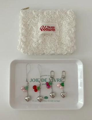 Merry Shop Made Heart Cherry Mini Keyring Phone Strap Key Holder