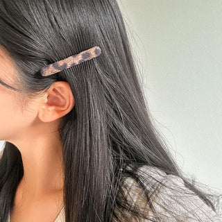 Leather Piece Leopard Print Side Hair Snap Clip
