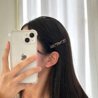 Leather Piece Leopard Print Side Hair Snap Clip