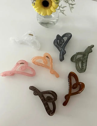 1+1 Marvel Drawing Heart Clear Claw Clip Updo Hair Pin