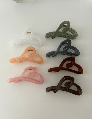 1+1 Marvel Drawing Heart Clear Claw Clip Updo Hair Pin