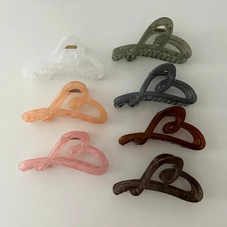 1+1 Marvel Drawing Heart Clear Claw Clip Updo Hair Pin