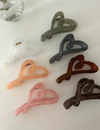 1+1 Marvel Drawing Heart Clear Claw Clip Updo Hair Pin