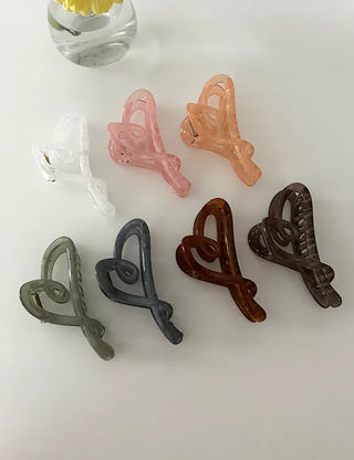 1+1 Marvel Drawing Heart Clear Claw Clip Updo Hair Pin