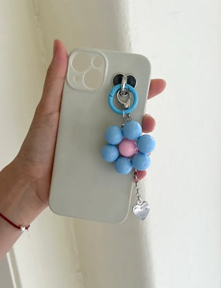 Round Flower Keyring Beaded Flower Phone Strap Keychain