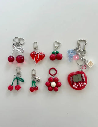 Round Flower Keyring Beaded Flower Phone Strap Keychain
