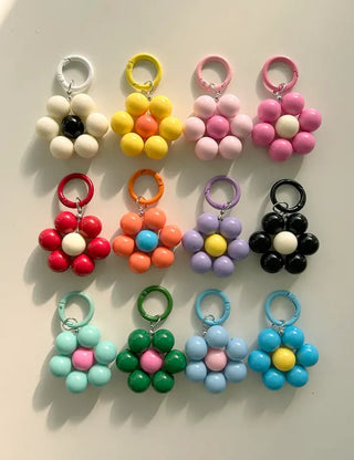 Round Flower Keyring Beaded Flower Phone Strap Keychain
