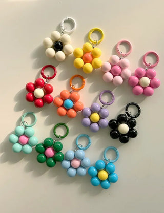 Round Flower Keyring Beaded Flower Phone Strap Keychain