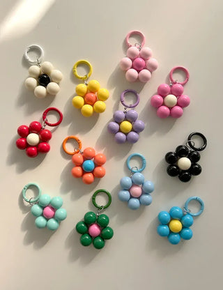 Round Flower Keyring Beaded Flower Phone Strap Keychain