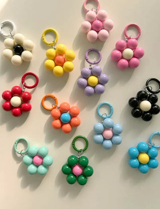 Round Flower Keyring Beaded Flower Phone Strap Keychain