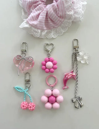 Mini Flower Keyring Beaded Flower Phone Strap Loop