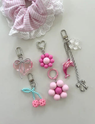 Mini Flower Keyring Beaded Flower Phone Strap Loop