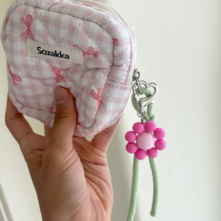 Mini Flower Keyring Beaded Flower Phone Strap Loop