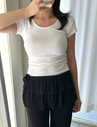 Stretchy U-neck Cotton T-shirt Women's Summer Basic Short Sleeve Tee