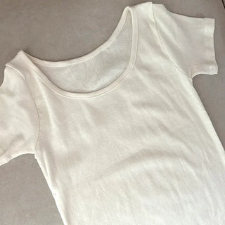 Stretchy U-neck Cotton T-shirt Women's Summer Basic Short Sleeve Tee