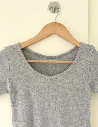 Stretchy U-neck Cotton T-shirt Women's Summer Basic Short Sleeve Tee