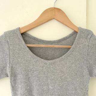 Stretchy U-neck Cotton T-shirt Women's Summer Basic Short Sleeve Tee