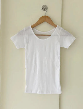 Stretchy U-neck Cotton T-shirt Women's Summer Basic Short Sleeve Tee