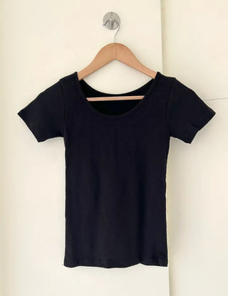Stretchy U-neck Cotton T-shirt Women's Summer Basic Short Sleeve Tee