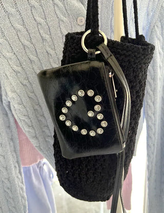 Cubic Heart Card Wallet Keyring Necklace Zipper Pouch