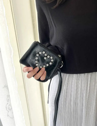 Cubic Heart Card Wallet Keyring Necklace Zipper Pouch