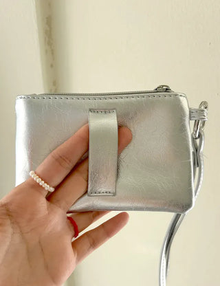 Cubic Heart Card Wallet Keyring Necklace Zipper Pouch