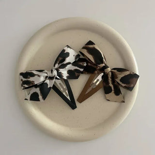 Type 2 Leopard Print Ribbon Side Hair Clip Updo Claw Clip