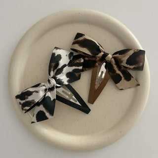 Type 2 Leopard Print Ribbon Side Hair Clip Updo Claw Clip