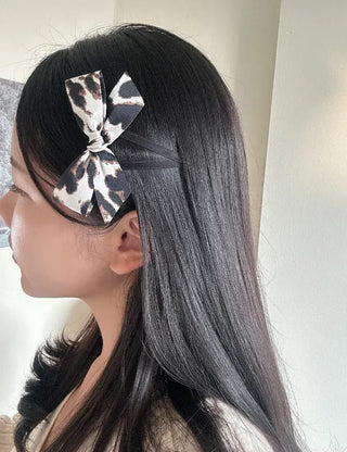 Type 2 Leopard Print Ribbon Side Hair Clip Updo Claw Clip