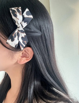 Type 2 Leopard Print Ribbon Side Hair Clip Updo Claw Clip