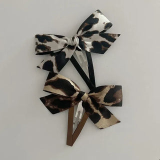 Type 2 Leopard Print Ribbon Side Hair Clip Updo Claw Clip