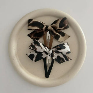 Type 2 Leopard Print Ribbon Side Hair Clip Updo Claw Clip