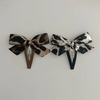 Type 2 Leopard Print Ribbon Side Hair Clip Updo Claw Clip
