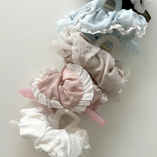 Shirred lace claw clip updo scrunchie