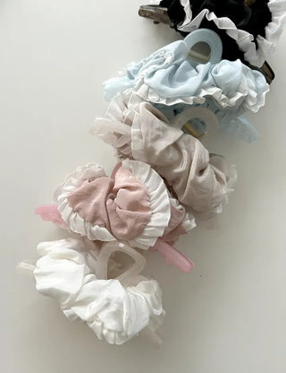 Shirred lace claw clip updo scrunchie