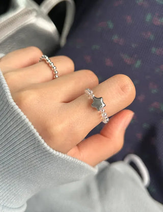 Star transparent bead ring women's summer bead fashion ring